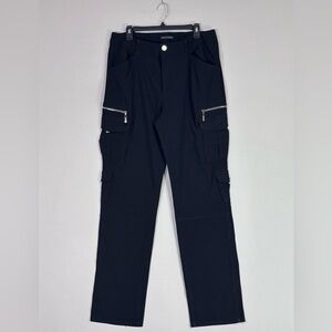 Monfrère Black Cargo Pants Tailored Stretch Designer Utility Luxe 36